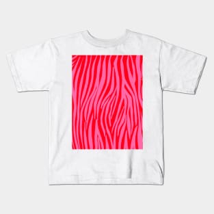 Pink and Red Zebra Print Stripes Kids T-Shirt